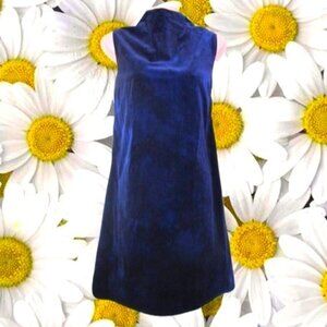 vintage mod blue velvet dress size small 1960s